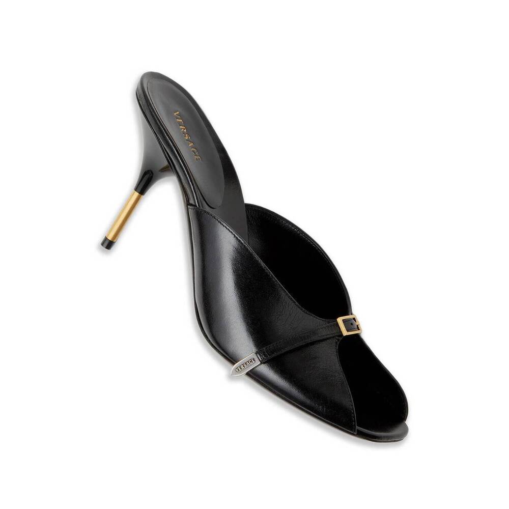 NEW VERSACE women's nyx leather mules in black - Picture 2 of 5
